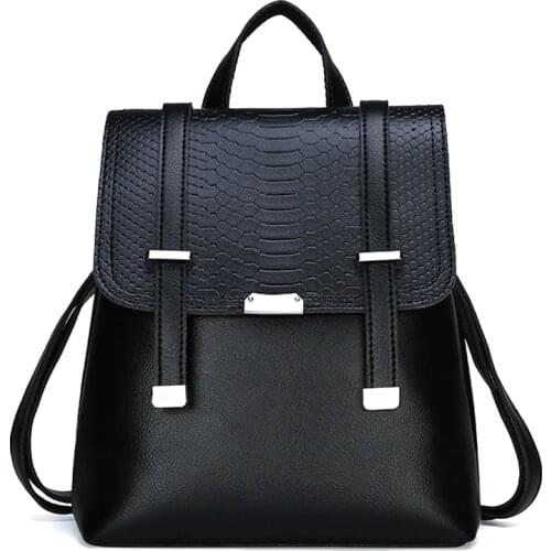 Fashion Women Backpack Pu Leather School Bag Supplies Snake Pattern Waterproof Street European And American Style Famous Designe