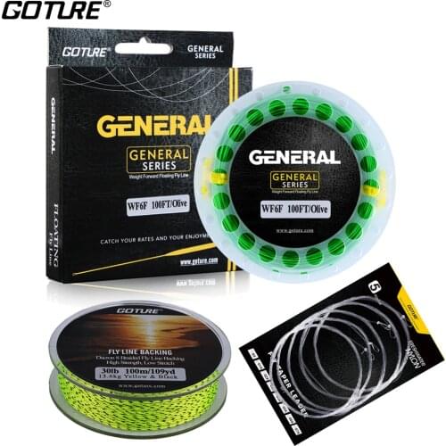 Goture Fly Fishing Kits Line Set 100M Backing Line 20LB/30LB+30M Main Line WF 3/4/5/6/7/8F+9ft Tapered Leader 0X-7X With Loops