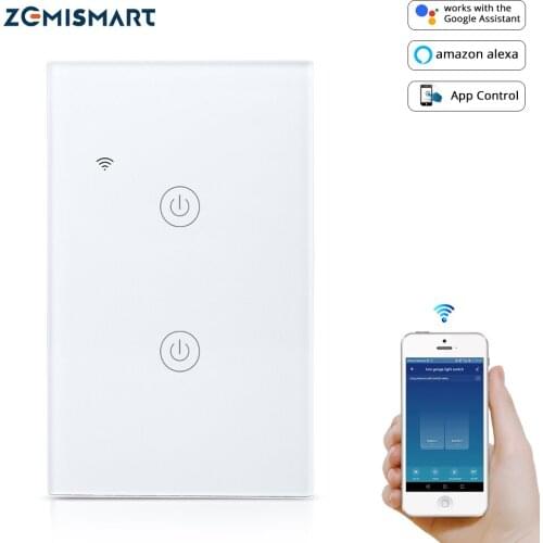 US AU 1 Gang 2 Gangs 3 Gangs Wifi Wall Switch Work with Alexa Directly Smart Home Remote Control Light Panel Control via APP