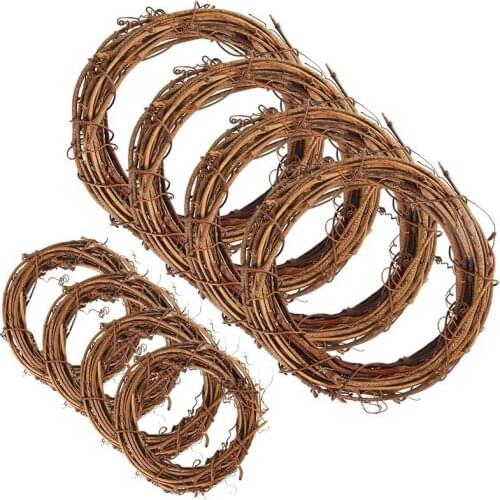 8 Pieces 2 Sizes Natural Grapevine Wreaths Vine Branch Wreath Garland for DIY Christmas Craft Rattan Front Door Wall