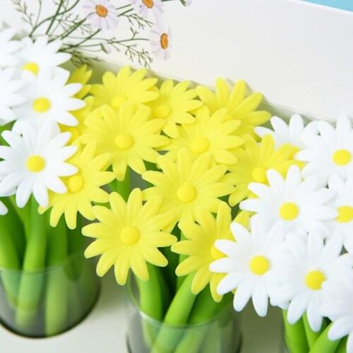 2 pcs/lot 0.5mm New Arrival Fresh Chrysanthemum Soft Rubber Gel Ink Pen School Office Writing Supply Novelty Gift Stationery