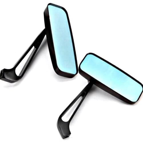 A Pair of Black Motorcycle Rectangle Rear view Mirrors For Harley Cruiser Chopper Custom