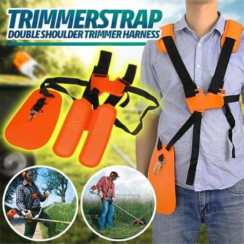 Safety Double Shoulder Harness Lawn Mower Strap Grass String Trimmer Brush Cutter Harness Belt Garden Power Pruner Nylon Orange