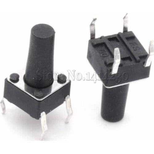 100Pcs Tactile Push Button Switch Tact Switch 6X6X11mm 4-pin DIP 6*6*11mm