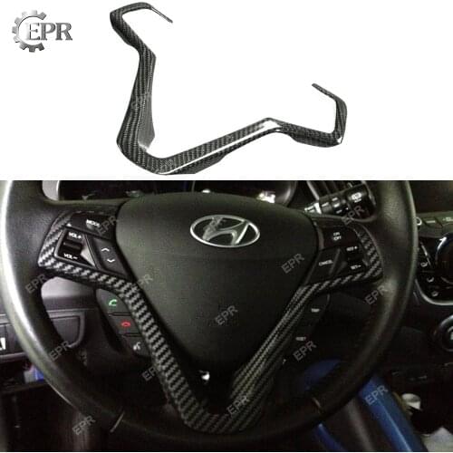 Carbon Interior For Hyundai Veloster Carbon Fiber Steering Wheel Cover (Stick) Body Kit Tuning Trim Accessories For Veloster