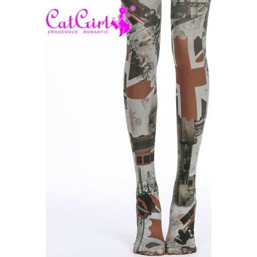 RUIN CG6 Womens tights Yellow geometric pattern ladies pantyhose female and girl tights