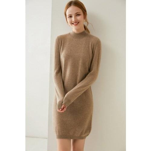 KOIJINSKY Ladies' Tops CashmereTurtleneck Sweater Pure Color Long Knitted Pullover Loose Sweater Stretch Large Size Long Sweater