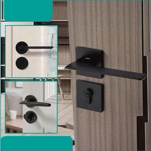 1 Set American Style Indoor Door Handle Lock Aluminum Alloy Room Anti-Theft Lock Mute Safety Furniture Hardware Locks Core
