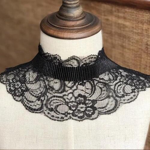 1Yards Elastic Laces Ribbon 3D Lace Fabric 9cm White Black Lace Trim Elastic Sewing Doll Wedding Dress Collar Guipure Craft LP1