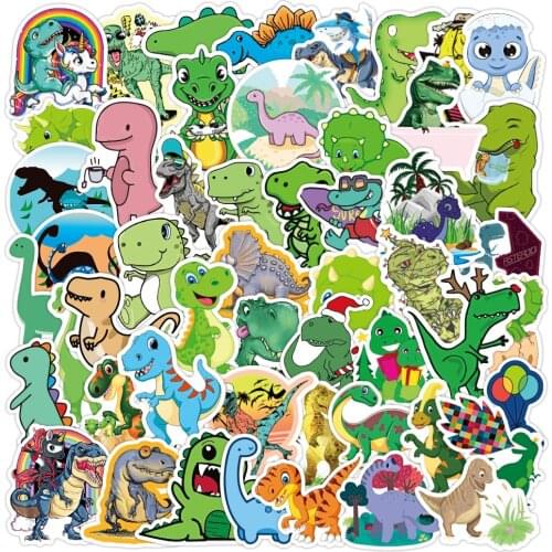 50PCS Cute Cartoon Dinosaur Animal Stickers DIY Snowboard Laptop Luggage Fridge Guitar Graffiti Waterproof Classic Toy Stickers