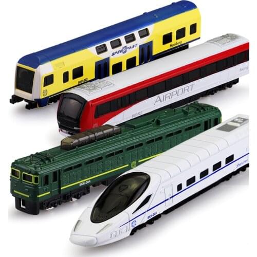 1:87 Scale Diecasts Classic Train Alloy Model Toy Vehicles Simulation High-Speed Railway Light Rail Train Model Sliding Toy Car