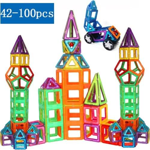 42-100 Pcs Big Magnetic Blocks Educational Construction Set Models & Building Toy ABS Magnet Designer Kids Magnets Game Boy Gift
