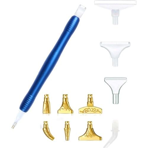 5D Alloy Diamond Painting Pen Diamond Painting Tool Metal Point Drill Drill Pen With 6pcs Replaceable Metal Pen Heads Pen Tip