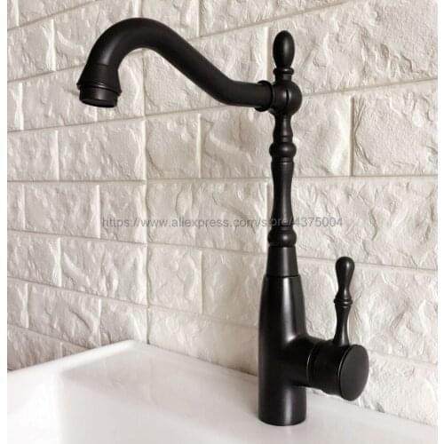 Bathroom Oil Rubbed Bronze Basin Faucet Single Handle Bathroom Sink Faucet Cold and Hot Mixer Water Nnf378