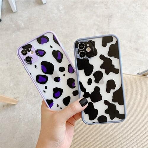 JAMULAR Candy Black Cow Symbol Pattern Print Phone Case For iPhone 7 XS MAX 11 Pro SE 2020 X XR 6s 8 Plus Shockproof Matte Cover