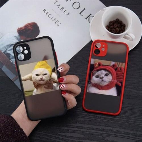 JAMULAR Cartoon Cat Animal Pattern Phone Case For iPhone 12 11 Pro X XS MAX XR SE20 7 8 6Plus Transparent Hard Cover Matte Coque