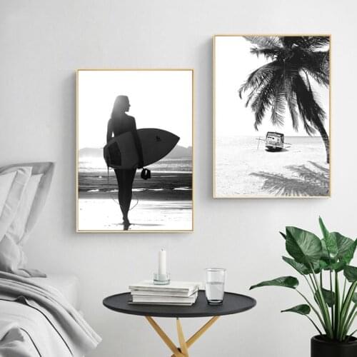 Black White Sea Wave Nature Landscape Canvas Nordic Positive Live Poster Wall Art Print Painting Pictures for Living Room