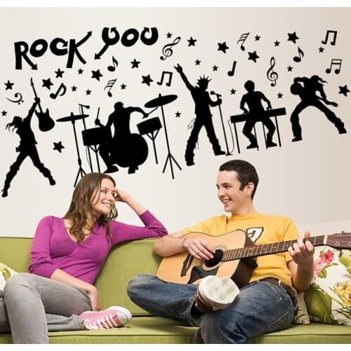 Rock Band Music Room Decorative Wall Decals Vinyl Sticker Creative Livingroom Bedroom Gamer Musical Notes Wall Decoration Mural