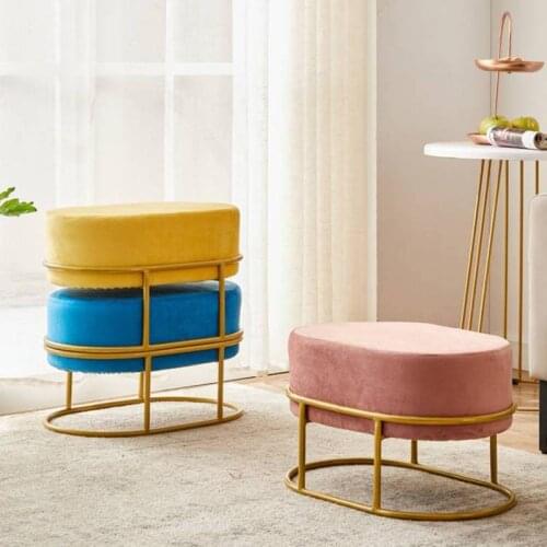 Детская мебель табурет Childrens Small Stool Family Living Room Sofa Seat Nordic Light Luxury Cloth Art Door Wear Shoe Stools