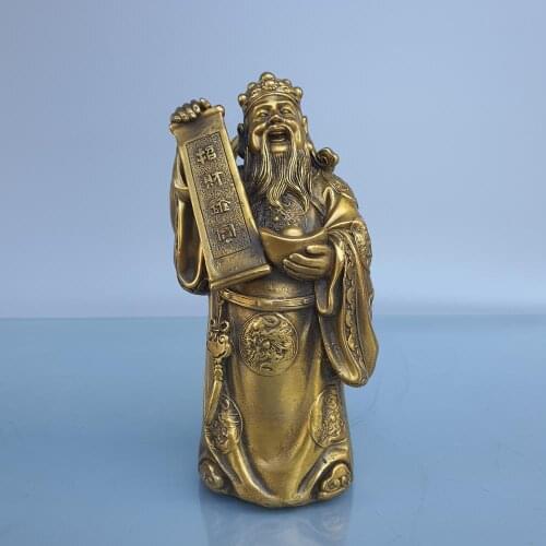 Home Decor 7"Chinese Seikos Bronze God of Wealth Buddha Statue God of Wealth Comes Implication Lucky fortune