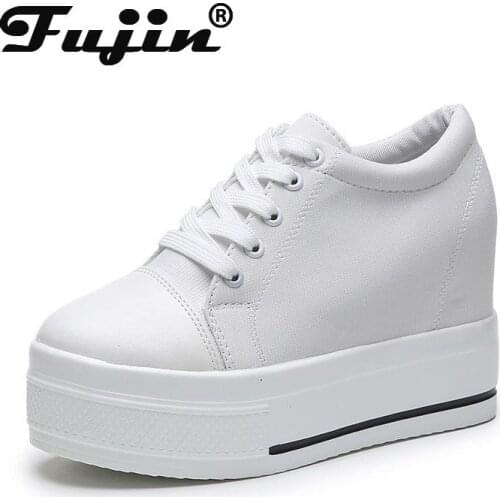 Fujin women vulcanized shoes platform sneakers wedge heel shoes spring autumn women casual shoes sneakers for women