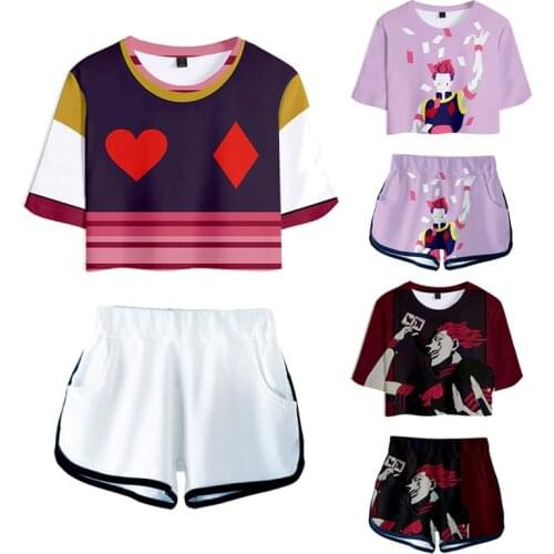 Anime Hunter X Hunter Cosplay T-shirt shorts Suits Summer Killua Zoldyck HIsoka Shirt Short sleeve Sportswear For Women Girls