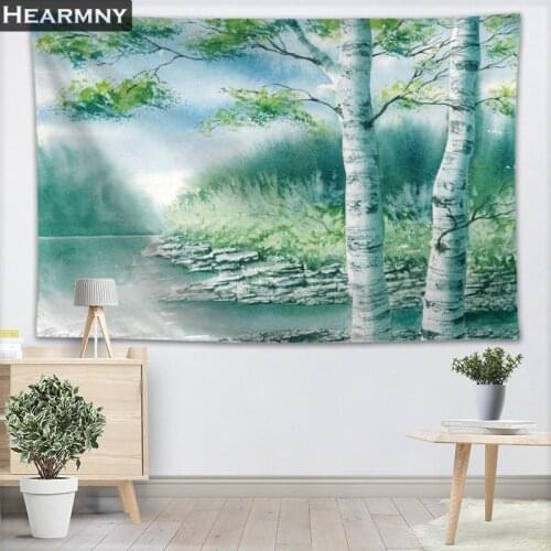 HEARMNY Wall Tapestry Birch Fores Tapestries Wall Hanging Show Piece For Home Decor Wall Carpet Beach Throw Rug Blanket Yoga Mat