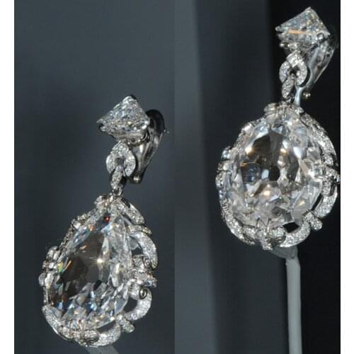 Huitan Newly-designed Womens Dangle Earrings Big Drop Shaped Cubic Zirconia Graceful Party Accessories Anniversary Love Gift