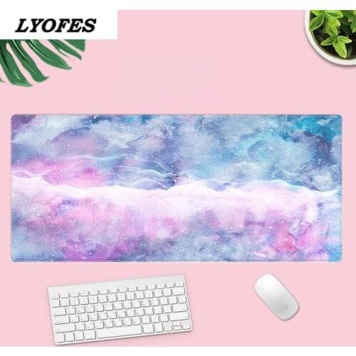 Gaming Kawaii Desk Mats Marble Starry Clouds Cute Mouse Pad Lagre Keyboard Deskpad for Gamer Home Office Accessories