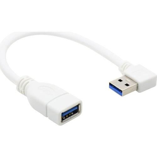 90 Degree right angled USB3.0 male to female extension data cable White color 15cm