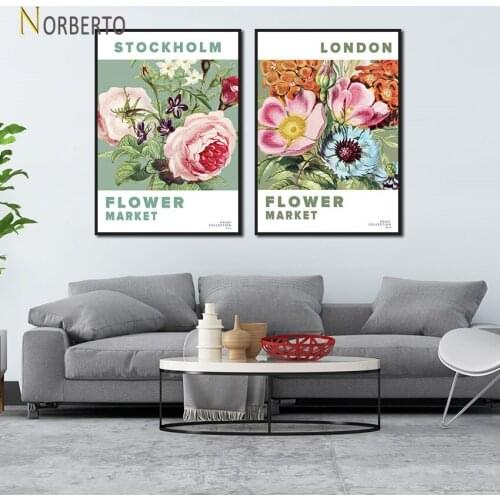 Modern Style Canvas Painting Poster Abstract flowers flower market city stockholm london for Home Rooms Gallery Wall Decoration