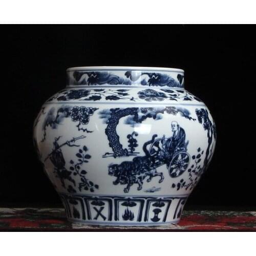 Jingdezhen ceramic Chinese Classical Ming And Qing Dynasties Gugui Zi Storage Tank Blue And White Vase Antique collection vase
