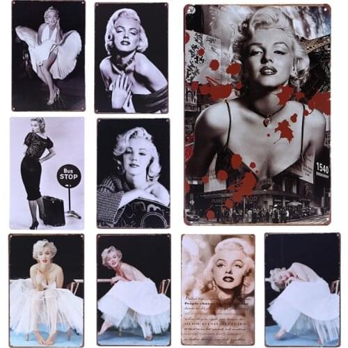 Classic Marilyn Monroe Vintage Metal Plate Sign Poster Style Wall Art Pub Bar Club Wall Home Decoration Wall Art Paintings