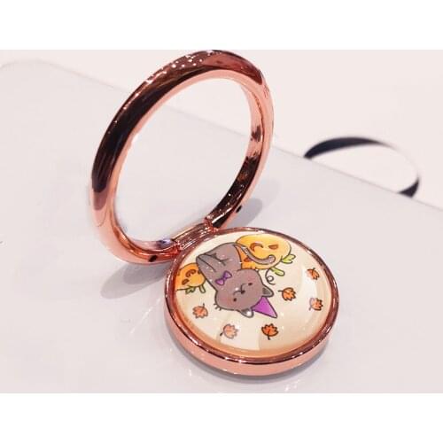 Cartoon Phone Finger Ring Holder Cat Dog 360 Degree Rotation Mobile Phone Stand Car Mount Bracket for iphone huawei Samsung