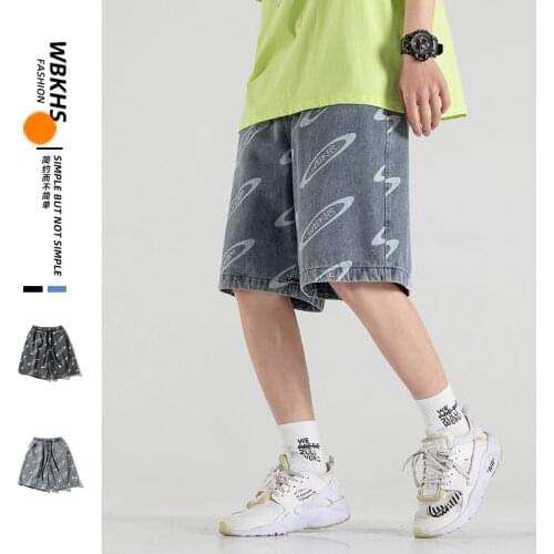 2021 Summer Men Denim Five-Cropped Trousers Loose-Fitting Casual Shorts