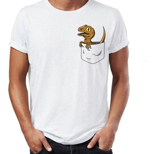 Fashion Mens t-shirt Panda Raptor Funny Pocket Cute Animal Tshirt Unisex Tees Tops Harajuku Streetwear