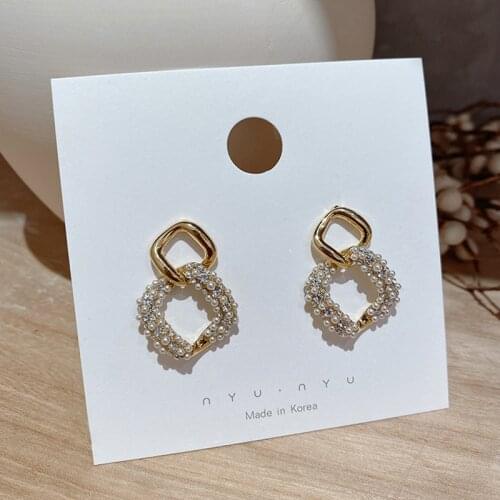 Zeojrlly Trendy Round Women Pearl Earrings Ins Cool Wind Earrings Fashion Korean Elegant Simple Dangle Jewelry