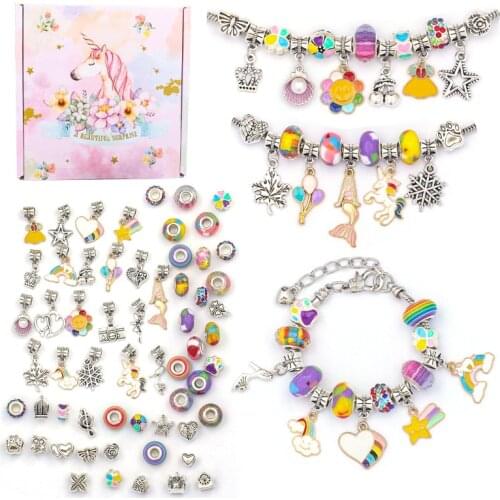 Christmas Present Pandora Alloy Beads Set For DIY Child Bracelet Jewerly Making Accessories Charm Big Hole Crystal Bead Gift Kit