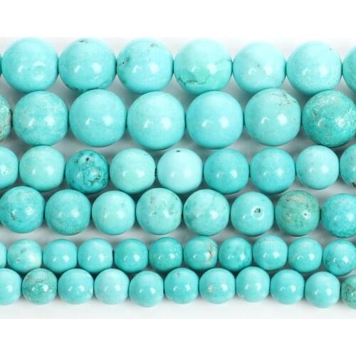New 4/6/8/10/12mm Round Turquoise Natural Stone Beads For Jewelry Making DIY Loose Spacer Beads Charm Bracelet Necklace Handmade