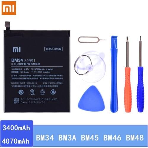 Original BM34 BM3A BM45 BM46 BM48 Battery For Xiaomi Redmi Mi Note 2 3 Replacement Batteries Lithium Polymer With Free Tools
