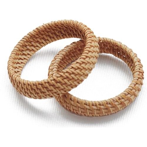 Wicker Rattan Bangles Beachy Natural Woven Bracelets Natural Wooden Chunky Cuff for Women Girl Jewelry Ethnic Wood Straw JK4F-4H