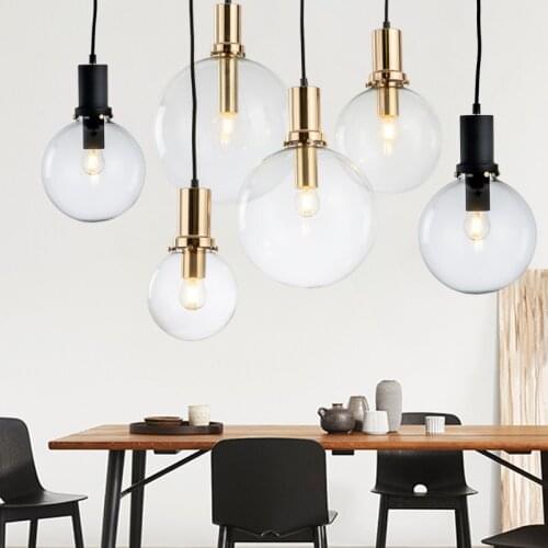 Post Modern Pendant Lamps Clear Glass Kitchen Hanging Lamps Dining Room Light Fixtures Creative Art Deco Loft Pendant Lights LED