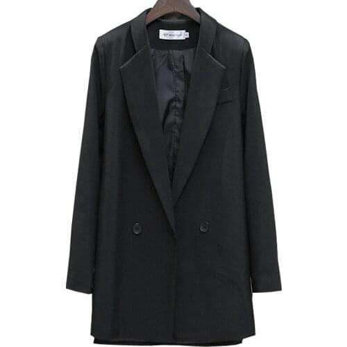 Casual Notched Single Breasted Women Jacket Casual Female Solid OL Suit Coat Elegant Black Outwear