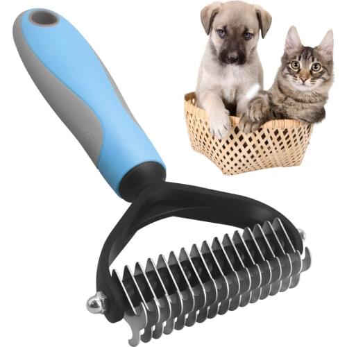 Pet Hair Removal Comb Stainless Steel Double-sided Cat Dog Trimming Dematting Deshedding Brush Pet Grooming Accessories