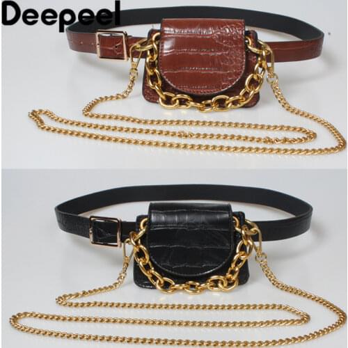 Deepeel 1p 2.2*104cm Women Vintage Snakeskin Pattern Belt Metal Chain Leather Patchwork Waist Bag Adjustable Female Cummerbunds