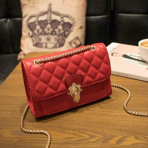 Fashion Simple Small Shoulder Bag Womens Designer Diamond Chain Crossbody Bags 2020 High-quality PU Leather Handbag For Ladies