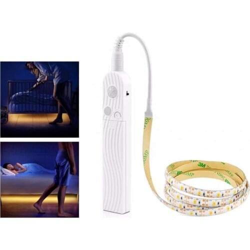 1M / 2M LED Cabinet Stairs Kitchen Wardrobe Sensor Light with PIR Motion Sensor USB Rechargeable Night Light DIY Flexible Strip