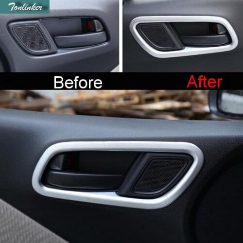 Tonlinker 4 PCS Car DIY ABS Matt inner the door handle decorative light cover case Stickers for HONDA GERIZ 2015-16 accessories