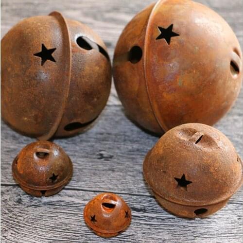 Decorations 12 Pieces 40mm Rusty Metal Star Hollow Jingle Bells Christmas Holiday Retro Craft Decorations