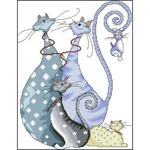 14CT High quality Cross Stitch LOVELY Kitty Cat Cats 40*45cm, free shipping
